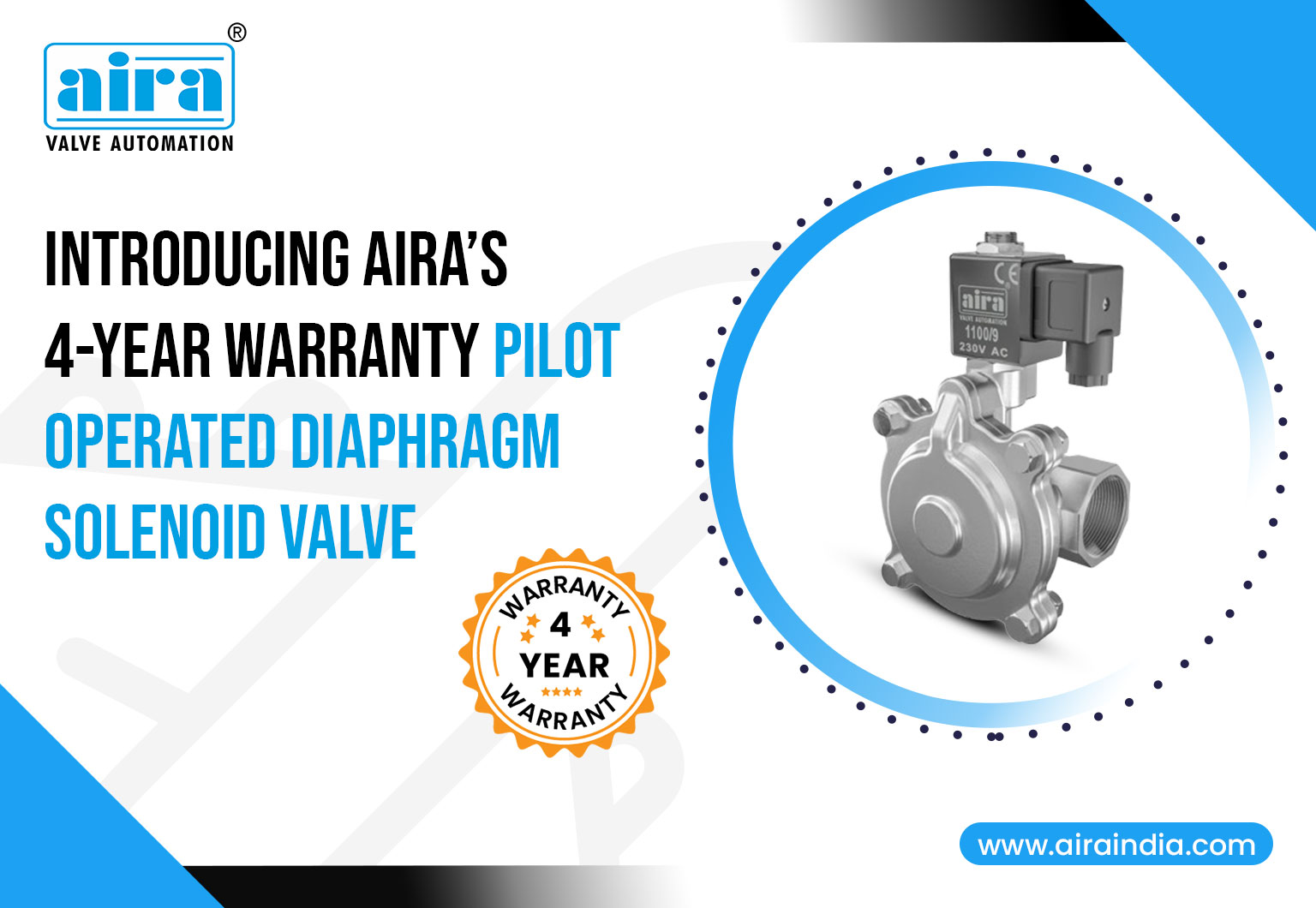 Introducing Aira’s 4-Year Warranty Pilot Operated Diaphragm Solenoid Valve